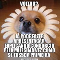 VOLTOU? JÁ PODE FAZER APRESENTAÇÃO  EXPLICANDO CONSÓRCIO PELA MILÉSIMA VEZ COMO SE FOSSE A PRIMEIRA 