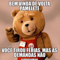 BEM VINDA DE VOLTA PAMELETEVOCÊ TIROU FÉRIAS, MAS AS DEMANDAS NÃO