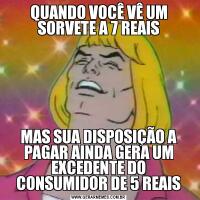 QUANDO VOCÊ VÊ UM SORVETE A 7 REAISMAS SUA DISPOSIÇÃO A PAGAR AINDA GERA UM EXCEDENTE DO CONSUMIDOR DE 5 REAIS