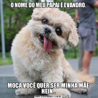 O NOME DO MEU PAPAI É EVANDRO.MOÇA VOCÊ QUER SER MINHA MÃE HEIN..