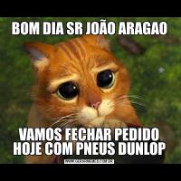 BOM DIA SR JOÃO ARAGAOVAMOS FECHAR PEDIDO HOJE COM PNEUS DUNLOP