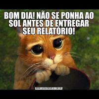 BOM DIA! NÃO SE PONHA AO SOL ANTES DE ENTREGAR SEU RELATÓRIO!