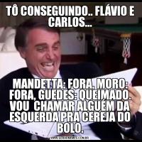 TÔ CONSEGUINDO.. FLÁVIO E CARLOS...MANDETTA: FORA, MORO: FORA, GUEDES: QUEIMADO. VOU  CHAMAR ALGUÉM DA ESQUERDA PRA CEREJA DO BOLO.