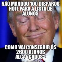 NÃO MANDOU 100 DISPAROS HOJE PARA A LISTA DE ALUNOSCOMO VAI CONSEGUIR OS 2600 ALUNOS ALCANÇADOS?
