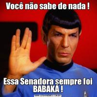 Você não sabe de nada !Essa Senadora sempre foi BABAKÁ !