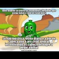 todo mundo só posta os momentos fingindo que estão felizes com os seus petssó não mostra a rotina diária e a dor de cabeça que é pra criar animal, incentivando os cabeça de bagre a pegar animal