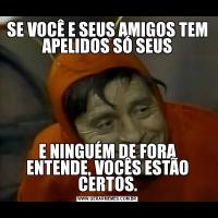 SE VOCÊ E SEUS AMIGOS TEM APELIDOS SÓ SEUSE NINGUÉM DE FORA ENTENDE, VOCÊS ESTÃO CERTOS.