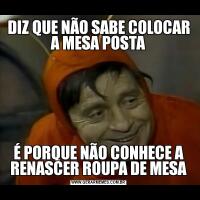 DIZ QUE NÃO SABE COLOCAR A MESA POSTAÉ PORQUE NÃO CONHECE A RENASCER ROUPA DE MESA