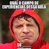 QUAL O CAMPO DE EXPERIÊNCIAS DESSA AULA ?EU ...........