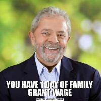 YOU HAVE 1 DAY OF FAMILY GRANT WAGE