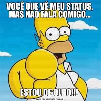 VOCÊ QUE VÊ MEU STATUS, MAS NÃO FALA COMIGO...ESTOU DE OLHO!!! 