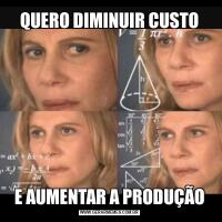 QUERO DIMINUIR CUSTOE AUMENTAR A PRODUÇÃO