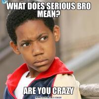 WHAT DOES SERIOUS BRO MEAN?ARE YOU CRAZY