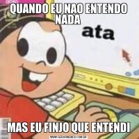 QUANDO EU NAO ENTENDO NADA MAS EU FINJO QUE ENTENDI