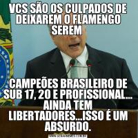 VCS SÃO OS CULPADOS DE DEIXAREM O FLAMENGO SEREM CAMPEÕES BRASILEIRO DE SUB 17, 20 E PROFISSIONAL... AINDA TEM LIBERTADORES...ISSO É UM ABSURDO.