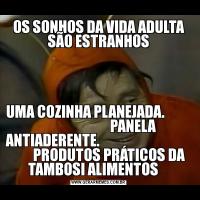 OS SONHOS DA VIDA ADULTA SÃO ESTRANHOSUMA COZINHA PLANEJADA.                                     PANELA ANTIADERENTE.                                           PRODUTOS PRÁTICOS DA TAMBOSI ALIMENTOS    