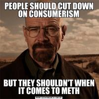 PEOPLE SHOULD CUT DOWN ON CONSUMERISMBUT THEY SHOULDN'T WHEN IT COMES TO METH