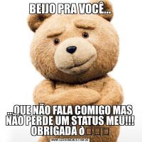 BEIJO PRA VOCÊ......QUE NÃO FALA COMIGO MAS NÃO PERDE UM STATUS MEU!!! OBRIGADA 