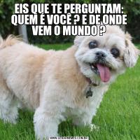 EIS QUE TE PERGUNTAM: QUEM É VOCÊ ? E DE ONDE VEM O MUNDO ?