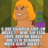 O  QUE  SIGNIFICA  GRIP   EM  INGLÊS ?....-DEVE  SER  ESSA  GRIPE  AQUI  NO  BRASIL  QUE  ESTÁ  DEIXANDO  MUITA  GENTE  DOENTE !&QUOT;