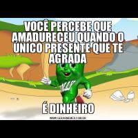 VOCÊ PERCEBE QUE AMADURECEU QUANDO O ÚNICO PRESENTE QUE TE AGRADAÉ DINHEIRO