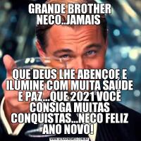 GRANDE BROTHER NECO..JAMAIS QUE DEUS LHE ABENÇOE E ILUMINE COM MUITA SAÚDE E PAZ...QUE 2021 VOCÊ CONSIGA MUITAS CONQUISTAS...NECO FELIZ ANO NOVO! 