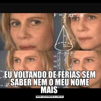 EU VOLTANDO DE FÉRIAS SEM SABER NEM O MEU NOME MAIS 
