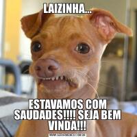 LAIZINHA...ESTAVAMOS COM SAUDADES!!!! SEJA BEM VINDA!!!