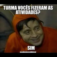 TURMA VOCÊS FIZERAM AS ATIVIDADES?       SIM
