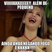 VIIIIIXXXEEEEE!!  ALÉM DE PEQUENO AINDA ANDA NEGANDO FOGO É KKKKK !!!! 