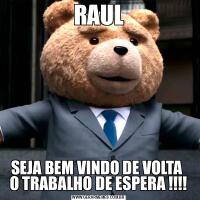 RAULSEJA BEM VINDO DE VOLTA 
O TRABALHO DE ESPERA !!!!