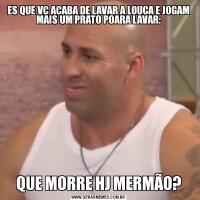ES QUE VC ACABA DE LAVAR A LOUÇA E JOGAM MAIS UM PRATO POARA LAVAR:QUE MORRE HJ MERMÃO?