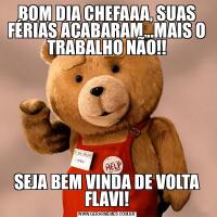 BOM DIA CHEFAAA, SUAS FÉRIAS ACABARAM...MAIS O TRABALHO NÃO!!SEJA BEM VINDA DE VOLTA FLAVI!
