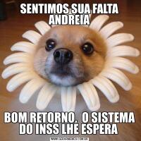 SENTIMOS SUA FALTA ANDREIABOM RETORNO,  O SISTEMA DO INSS LHE ESPERA 