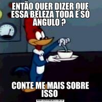 ENTÃO QUER DIZER QUE ESSA BELEZA TODA É SÓ ÂNGULO ? CONTE ME MAIS SOBRE ISSO 