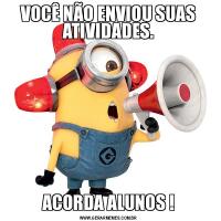 VOCÊ NÃO ENVIOU SUAS ATIVIDADES.ACORDA ALUNOS !