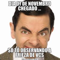 DIA 07 DE NOVEMBRO CHEGADO ...SÓ TÔ OBSERVANDO A FRIEZA DE VCS