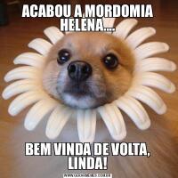 ACABOU A MORDOMIA HELENA....BEM VINDA DE VOLTA, LINDA!