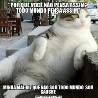 &QUOT;POR QUE VOCÊ NÃO PENSA ASSIM? TODO MUNDO PENSA ASSIM&QUOT;MINHA MÃE DIZ QUE NÃO SOU TODO MUNDO, SOU GAUCHE