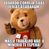EDUARDO CORREIA, SUAS FERIAS ACABARAM  MAS O TRABALHO NÃO, O MINÉRIO TE ESPERA!
