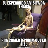 EU ESPERANDO A VISITA DA THAIS PRA COMER O PUDIM QUE EU FIZ .