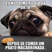 EU NO PRIMEIRO DIA DA DIETA DEPOIS DE COMER UM PRATO MACARRONADA .