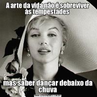 A arte da vida não é sobreviver às tempestades mas saber dançar debaixo da chuva