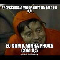 PROFESSORA:A MENOR NOTA DA SALA FOI 0,5EU COM A MINHA PROVA COM 0,5