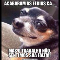 ACABARAM AS FÉRIAS CA...MAS O TRABALHO NÃO, SENTIMOS SUA FALTA!!