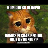 BOM DIA SR OLIMPIOVAMOS FECHAR PEDIDO HOJE DE DUNLOP?