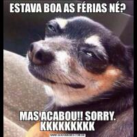 ESTAVA BOA AS FÉRIAS NÉ?MAS ACABOU!! SORRY. KKKKKKKKK