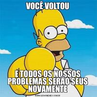  VOCÊ VOLTOU E TODOS OS NOSSOS PROBLEMAS SERÃO SEUS NOVAMENTE