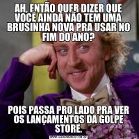 AH, ENTÃO QUER DIZER QUE VOCÊ AINDA NÃO TEM UMA BRUSINHA NOVA PRA USAR NO FIM DO ANO?POIS PASSA PRO LADO PRA VER OS LANÇAMENTOS DA GOLPE STORE.