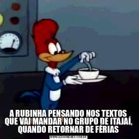 A RUBINHA PENSANDO NOS TEXTOS QUE VAI MANDAR NO GRUPO DE ITAJAÍ, QUANDO RETORNAR DE FÉRIAS